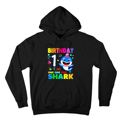 Birthday Shark 1st Girl One 1 Year Old Family Hoodie