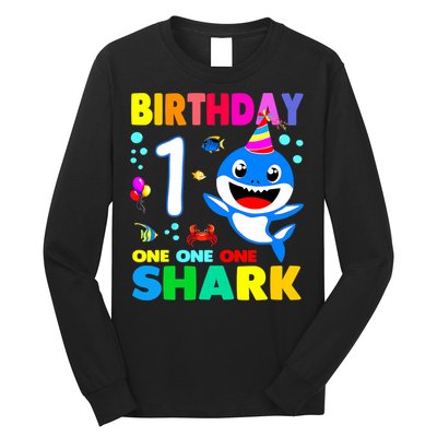Birthday Shark 1st Girl One 1 Year Old Family Long Sleeve Shirt