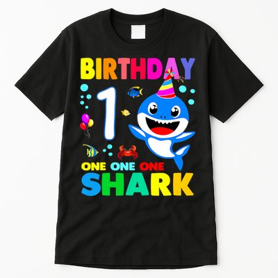 Birthday Shark 1st Girl One 1 Year Old Family Tall T-Shirt