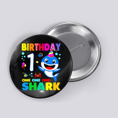 Birthday Shark 1st Girl One 1 Year Old Family Button