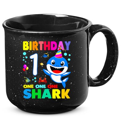 Birthday Shark 1st Girl One 1 Year Old Family 15oz Campfire Ceramic Mug