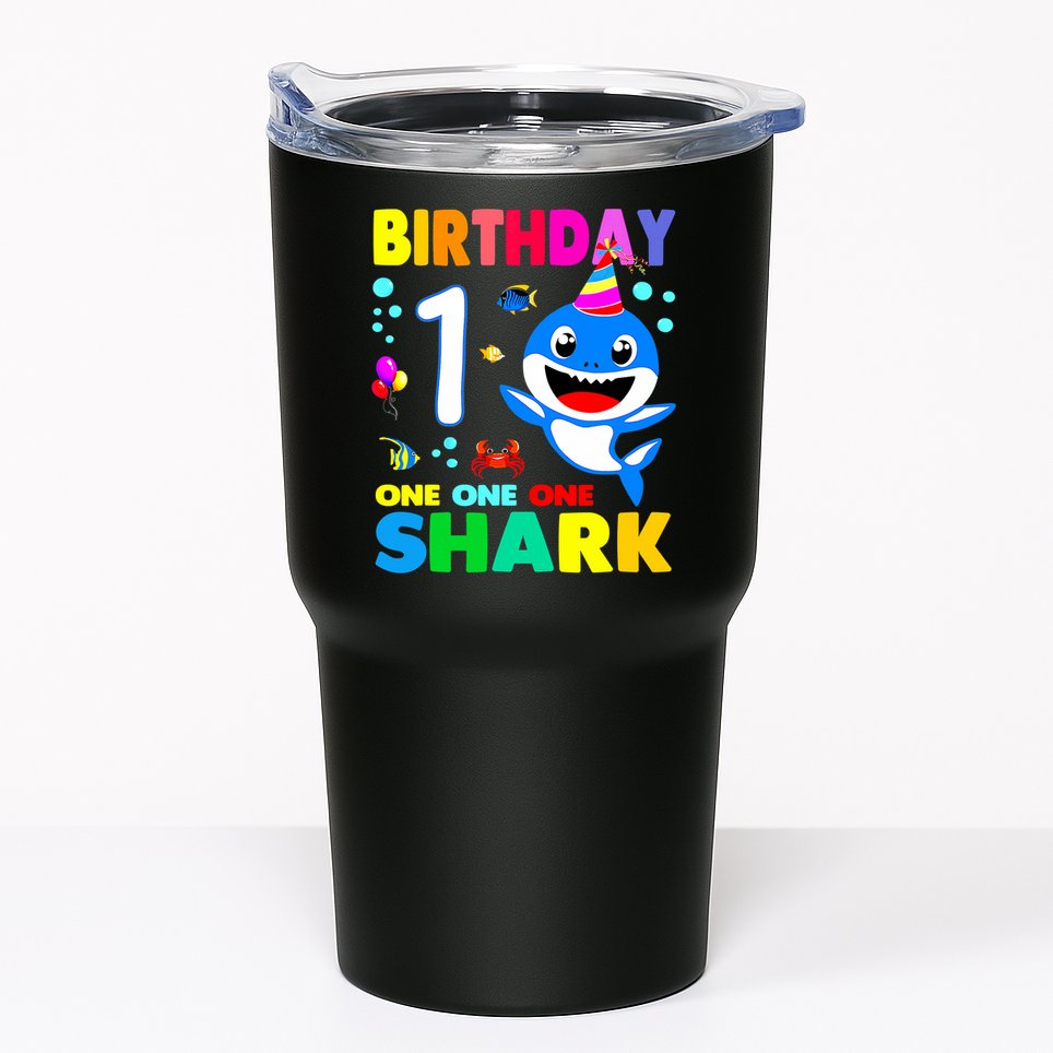 Birthday Shark 1st Girl One 1 Year Old Family Tumbler