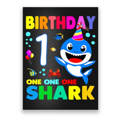 Birthday Shark 1st Girl One 1 Year Old Family Poster