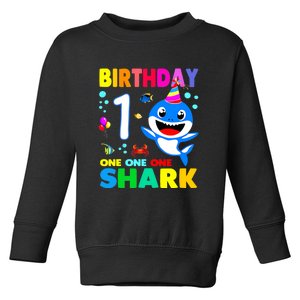 Birthday Shark 1st Girl One 1 Year Old Family Toddler Sweatshirt