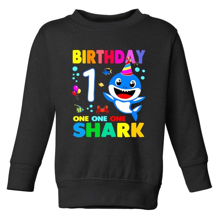 Birthday Shark 1st Girl One 1 Year Old Family Toddler Sweatshirt