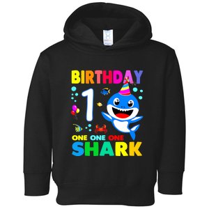 Birthday Shark 1st Girl One 1 Year Old Family Toddler Hoodie