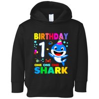 Birthday Shark 1st Girl One 1 Year Old Family Toddler Hoodie