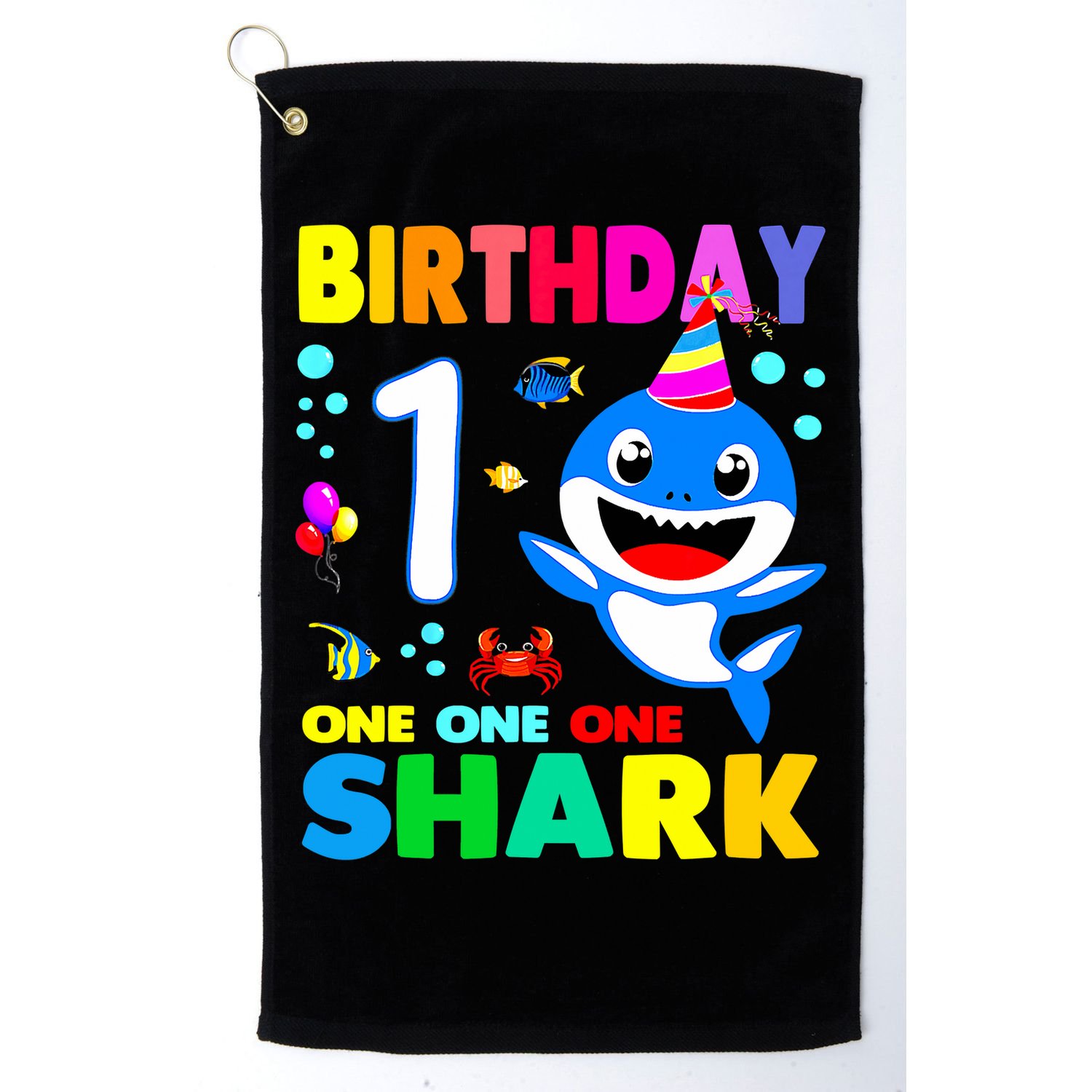 Birthday Shark 1st Girl One 1 Year Old Family Golf Towel