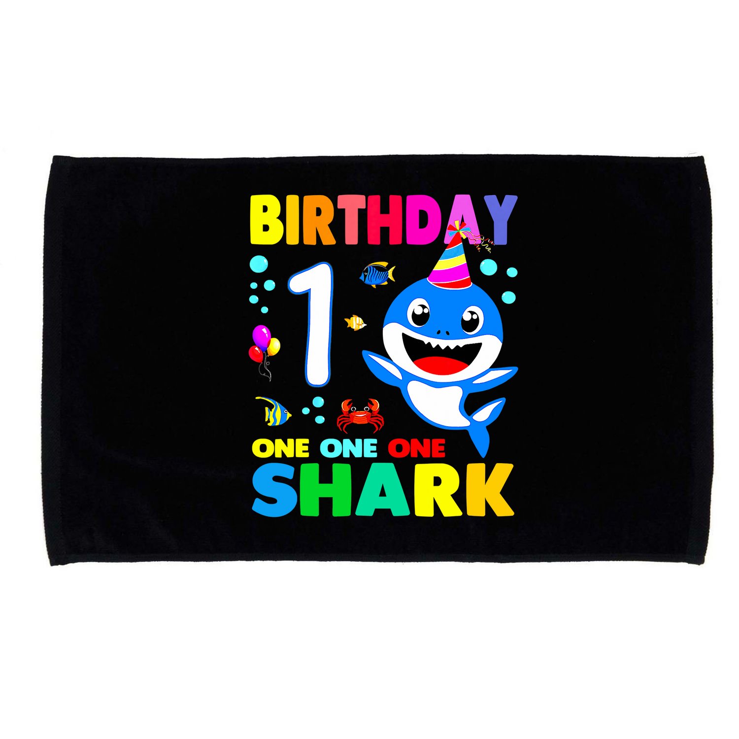 Birthday Shark 1st Girl One 1 Year Old Family Microfiber Hand Towel