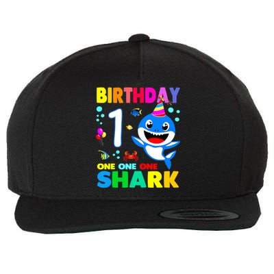 Birthday Shark 1st Girl One 1 Year Old Family Wool Snapback Cap