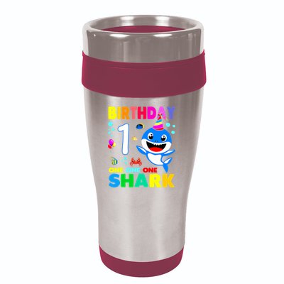 Birthday Shark 1st Girl One 1 Year Old Family 16oz Travel Tumbler
