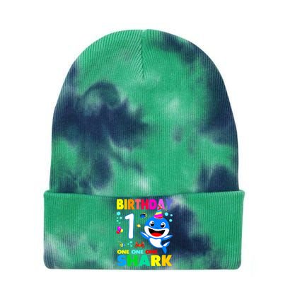 Birthday Shark 1st Girl One 1 Year Old Family Tie Dye 12in Knit Beanie