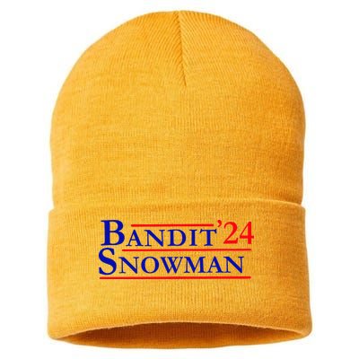 Bandit Snowman 24 Retro Election Style Funny 2024 Bandit Sustainable Knit Beanie