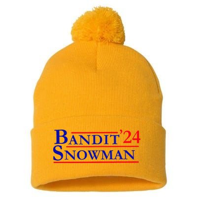 Bandit Snowman 24 Retro Election Style Funny 2024 Bandit Pom Pom 12in Knit Beanie