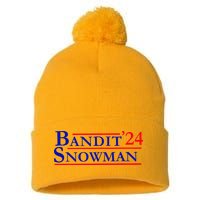 Bandit Snowman 24 Retro Election Style Funny 2024 Bandit Pom Pom 12in Knit Beanie