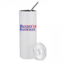 Bandit Snowman 24 Retro Election Style Funny 2024 Bandit Stainless Steel Tumbler