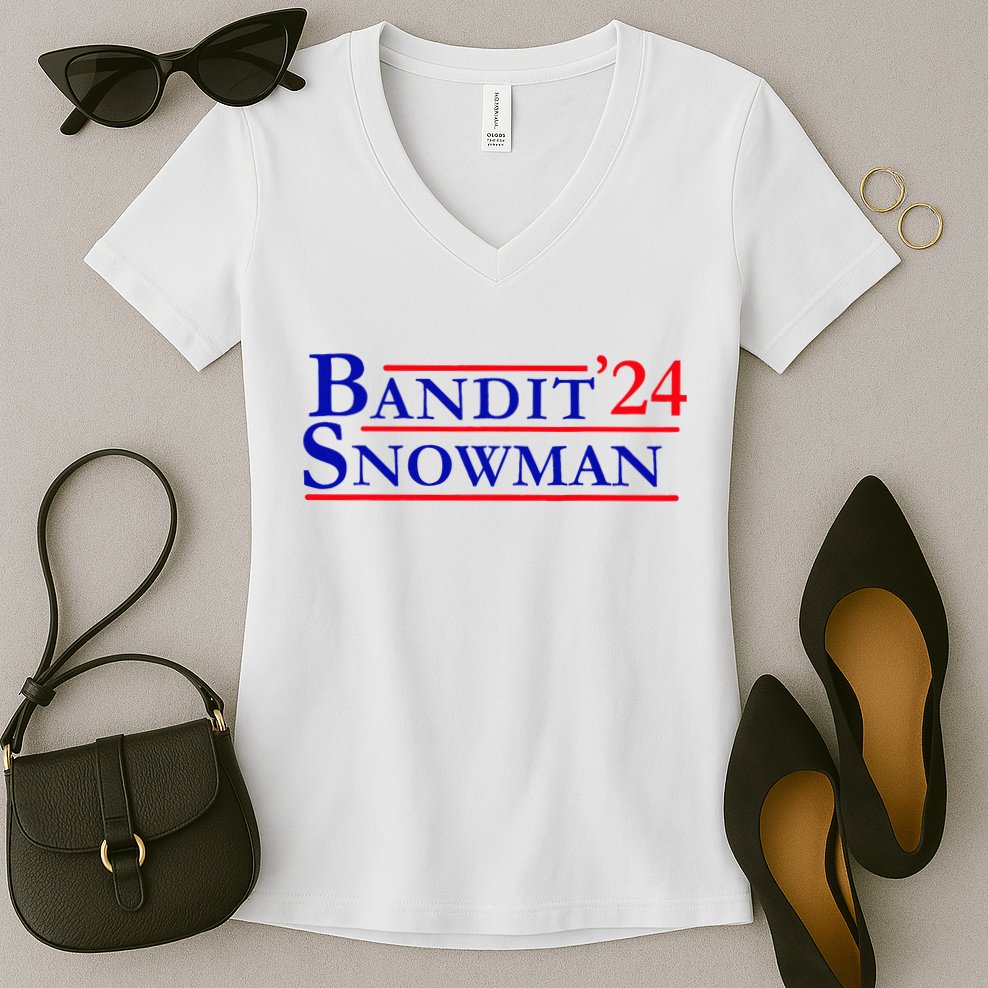 Bandit Snowman 24 Retro Election Style Funny 2024 Bandit Women's V-Neck T-Shirt