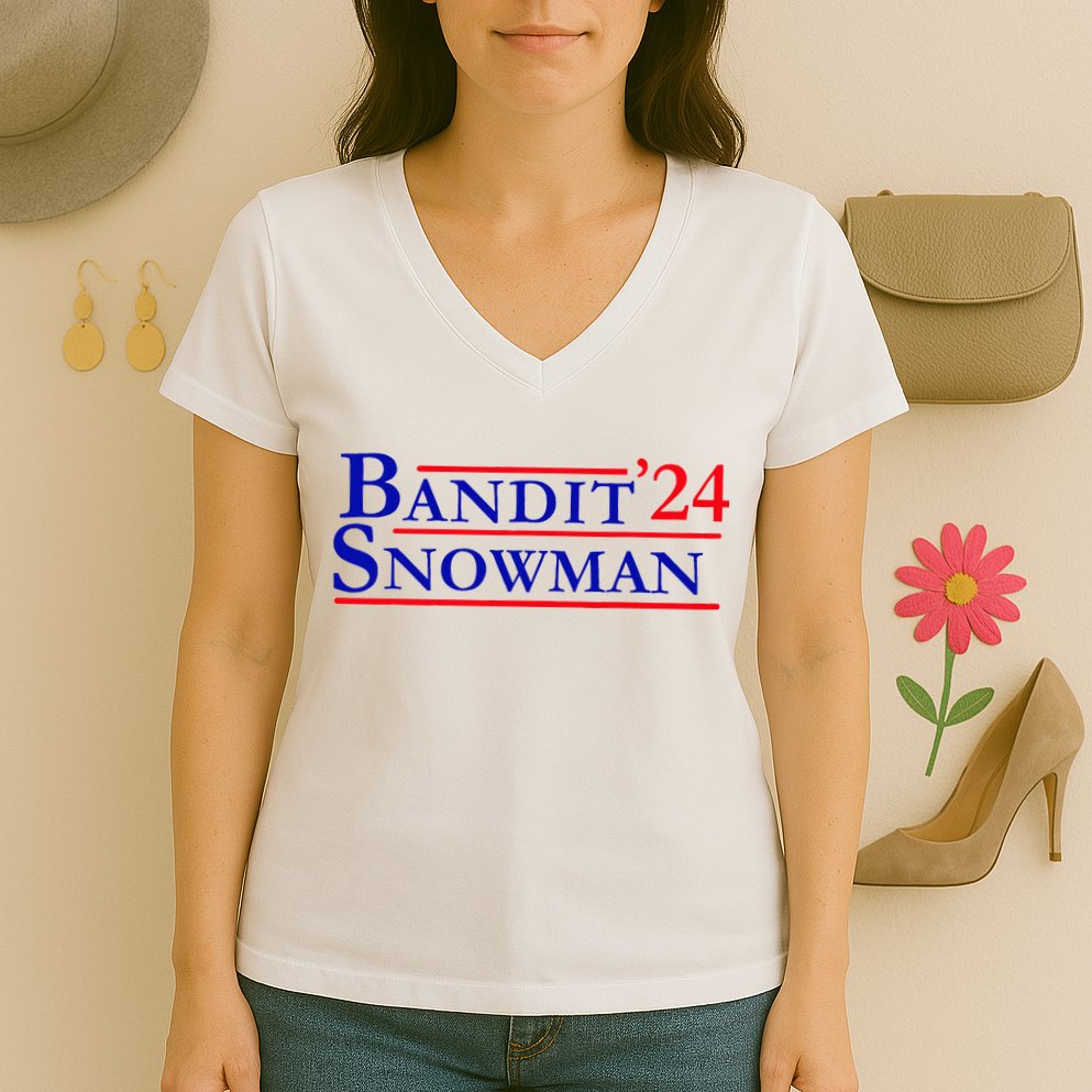Bandit Snowman 24 Retro Election Style Funny 2024 Bandit Women's V-Neck T-Shirt