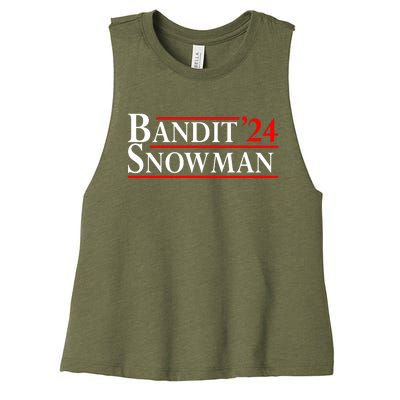 Bandit Snowman 2024 Election Funny Gift Women's Racerback Cropped Tank