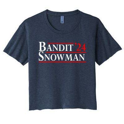 Bandit Snowman 2024 Election Funny Gift Women's Crop Top Tee