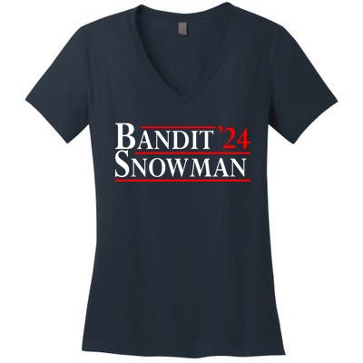 Bandit Snowman 2024 Election Funny Gift Women's V-Neck T-Shirt