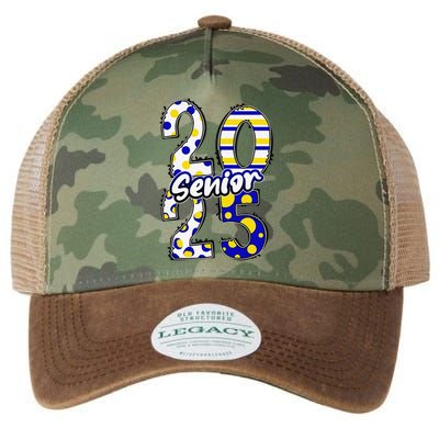 Bold Senior 2025 Polka Dot Stripes Graduation Style Legacy Tie Dye Trucker Hat