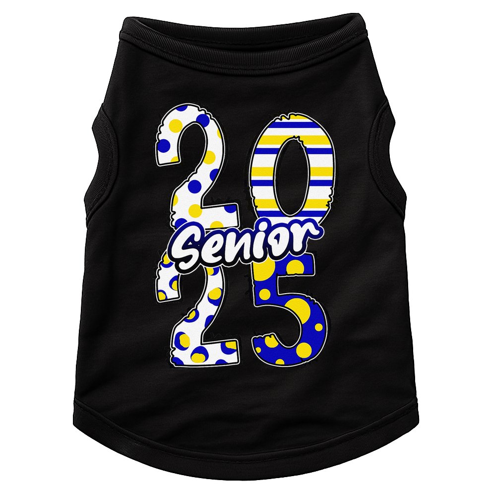 Bold Senior 2025 Polka Dot Stripes Graduation Style Doggie Tank