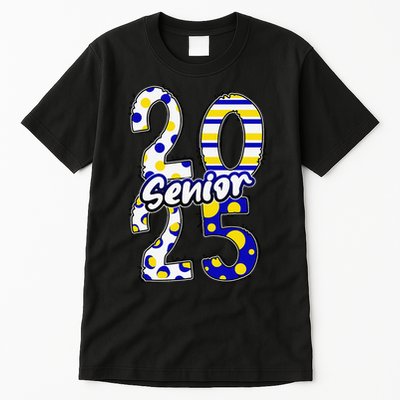 Bold Senior 2025 Polka Dot Stripes Graduation Style Tall T-Shirt