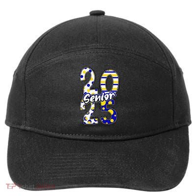 Bold Senior 2025 Polka Dot Stripes Graduation Style 7-Panel Snapback Hat