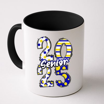 Bold Senior 2025 Polka Dot Stripes Graduation Style Mug