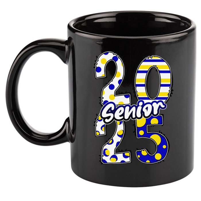 Bold Senior 2025 Polka Dot Stripes Graduation Style 11oz C Handle Ceramic Mug