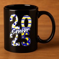 Bold Senior 2025 Polka Dot Stripes Graduation Style 11oz C Handle Ceramic Mug
