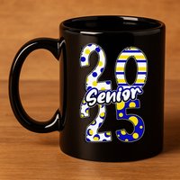 Bold Senior 2025 Polka Dot Stripes Graduation Style 11oz C Handle Ceramic Mug