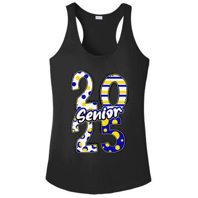 Bold Senior 2025 Polka Dot Stripes Graduation Style Ladies PosiCharge Competitor Racerback Tank