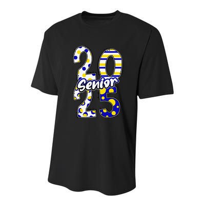 Bold Senior 2025 Polka Dot Stripes Graduation Style Youth Performance Sprint T-Shirt
