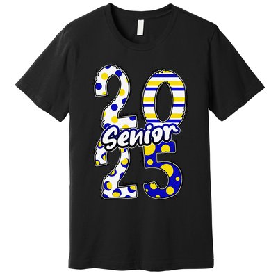 Bold Senior 2025 Polka Dot Stripes Graduation Style Premium T-Shirt