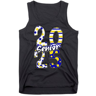 Bold Senior 2025 Polka Dot Stripes Graduation Style Tank Top