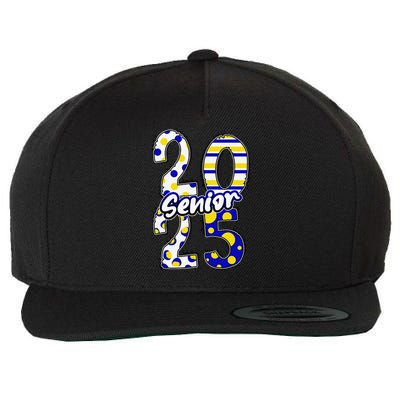 Bold Senior 2025 Polka Dot Stripes Graduation Style Wool Snapback Cap