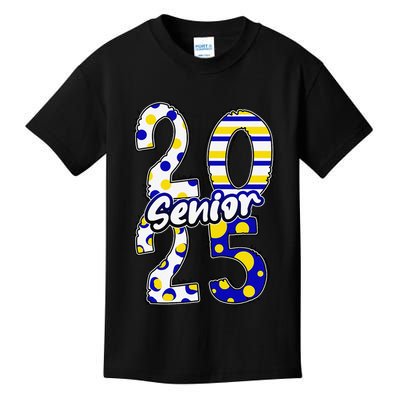 Bold Senior 2025 Polka Dot Stripes Graduation Style Kids T-Shirt