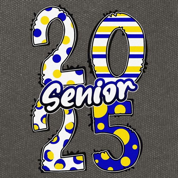 Bold Senior 2025 Polka Dot Stripes Graduation Style Cotton Canvas Backpack