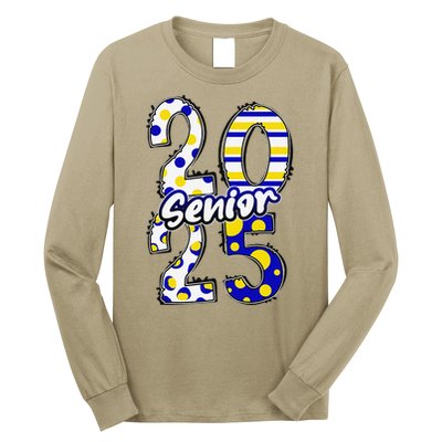 Bold Senior 2025 Polka Dot Stripes Graduation Style Long Sleeve Shirt