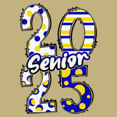 Bold Senior 2025 Polka Dot Stripes Graduation Style T-Shirt
