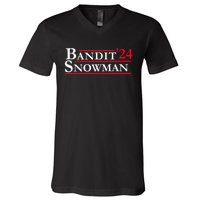 Bandit Snowman 2024 Election Funny Gift V-Neck T-Shirt