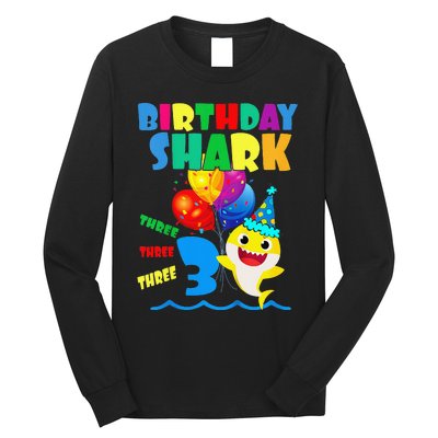 Birthday Shark 3 Year Old 3rd Birthday Matching Family Long Sleeve Shirt