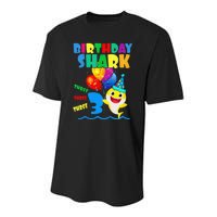 Birthday Shark 3 Year Old 3rd Birthday Matching Family Youth Performance Sprint T-Shirt