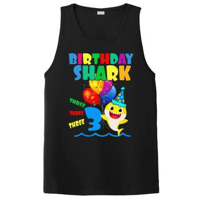 Birthday Shark 3 Year Old 3rd Birthday Matching Family PosiCharge Competitor Tank