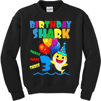 Birthday Shark 3 Year Old 3rd Birthday Matching Family Kids Sweatshirt