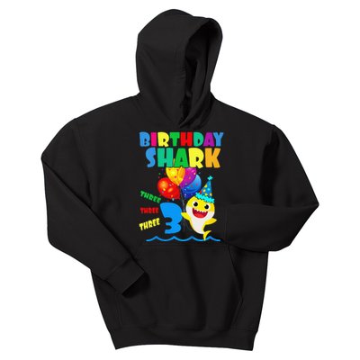 Birthday Shark 3 Year Old 3rd Birthday Matching Family Kids Hoodie