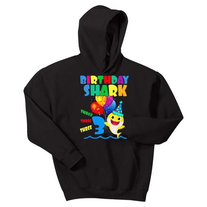 Birthday Shark 3 Year Old 3rd Birthday Matching Family Kids Hoodie