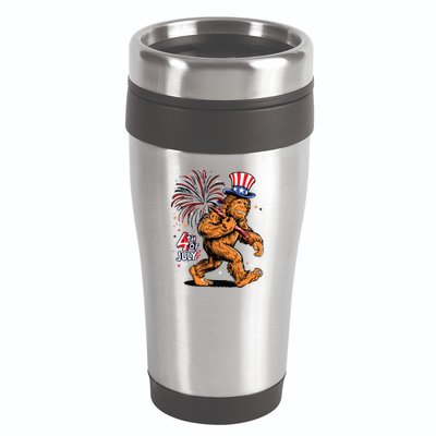 Bigfoot Sasquatch 4th Of July Fireworks 16oz Travel Tumbler